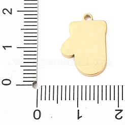 クリスマス 304 ステンレス ペンダント  エナメル  ゴールドカラー  手袋  16.5x11.5x1.3mm  穴：1.5mm&nbsp;LS-STAS-D129-11B-G