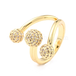 Brass Micro Pave Clear Cubic Zirconia Cuff Rings&nbsp;RJEW-K233-59G