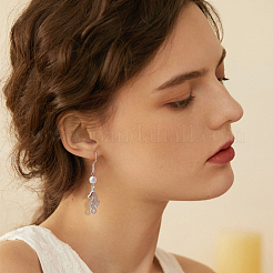 300個の真鍮ピアスフック  真鍮丸カン300個とプラスチック製イヤーナット300個付き  銀  17mm  穴：1.5mm  21ゲージ  ピン：0.7mm&nbsp;KK-SP0002-59S
