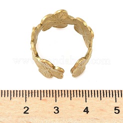 304ステンレススチール製調節可能な女性用オープンカフリング  18KGP本金メッキ  花  13mm&nbsp;RJEW-U060-03B-G