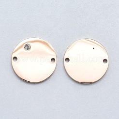 316 Surgical Stainless Steel Micro Pave Clear Cubic Zirconia Links Connectors&nbsp;STAS-J038-23RG
