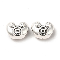チベット風合金ヨーロピアンビーズ  大穴ビーズ  インゴット  アンティークシルバー  10x13x7mm  穴：5x3mm  約417個/1000g&nbsp;PALLOY-M198-03AS