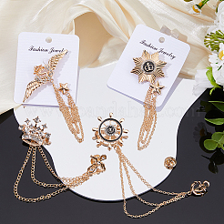 4Pcs 4 Styles Alloy Hanging Chain Brooch&nbsp;JEWB-FH0002-20
