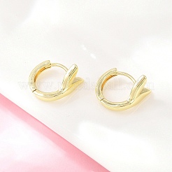 真鍮製フープピアス  葉  18KGP本金メッキ  11.5x12x7.5mm&nbsp;EJEW-D348-27G