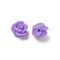 バラの花の不透明な樹脂ビーズ  紫色のメディア  9x7mm  穴：1mm&nbsp;X-CRES-B1029-A56