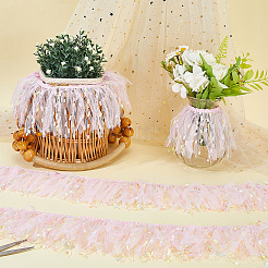 フリンジポリエステルレースリボン  衣服アクセサリー用  パールピンク  2-1/2インチ（65mm）  約4.6ヤード/ロール&nbsp;DIY-WH20062-40B