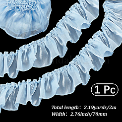 2mのシルクプリーツレーストリムリボン  服装アクセサリー  ブルー  2-3/4インチ（70mm）&nbsp;OCOR-CY0003-37C