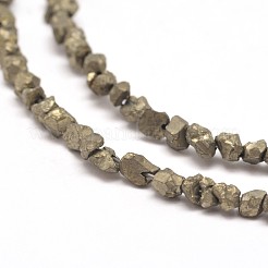 天然黄鉄鉱ナゲット連売りをビーズ  3~5x3~5mm  穴：1mm  約15.7インチ&nbsp;G-I125-84