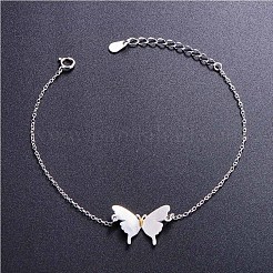 ユニークなデザインの925スターリングシルバーリンクブレスレット  バタフライ付き（チェーンエクステンダーランダムスタイル）  銀  6-3/4インチ（17cm）&nbsp;JB78A