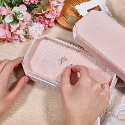 蓋付きベルベットリングオーガナイザーボックス  長方形  ミスティローズ  20.7x10.6x5.35cm&nbsp;CON-WH0089-191
