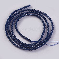 ガラスビーズ連売り  多面カット  ラウンド  マリンブルー  2x2mm  穴：0.4mm  約183~187個/連  13.38