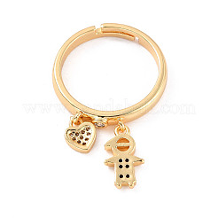 Boy and Heart Cubic Zirconia Charm Adjustable Ring&nbsp;RJEW-C024-08G