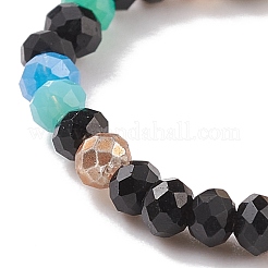女性のためのシェル & ガラス ビーズ ストレッチ フィンガー リング  混合模様  usサイズ7 3/4(17.9mm)&nbsp;RJEW-JR00481