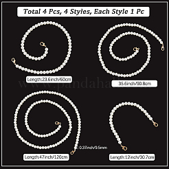 4Pcs 4 Styles Plastic Imitation Pearl Round Beaded Bag Chains&nbsp;PURS-CN0001-04