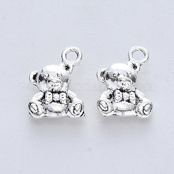 合金のチベット風チャーム  カドミウムフリー＆鉛フリー  クマ  アンティークシルバー  14.5x10x5mm  穴：1.8mm&nbsp;X-TIBE-R316-046AS-RS