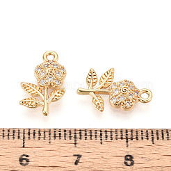 Brass Micro Pave Clear Cubic Zirconia Pendants&nbsp;KK-T074-112A-G