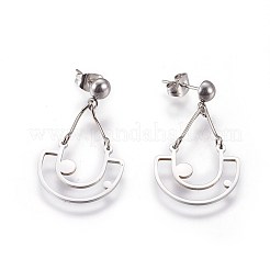 304ステンレススチールシャンデリアピアス  低刺激性のイヤリング  ミックスカラー  33~34x19mm  ピン：0.7mm&nbsp;EJEW-I223-08