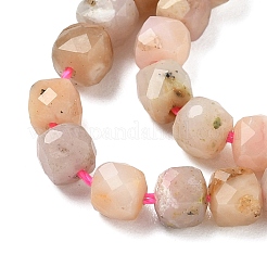 天然石ピンクオパールビーズ連売り  キューブ  多面カット  4.5~5x4~5x4~4.5mm  穴：0.8~1mm  約85個/連  15.12''~15.28''（38.4~38.8センチメートル）&nbsp;G-Z104-C01-4mm