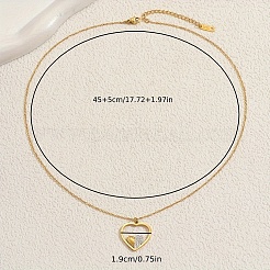 キュービックジルコニア付きステンレススチールペンダントネックレス（女性用）  ハート  ゴールドカラー  17.72インチ(45cm)+50mmエクステンダー&nbsp;EX1626
