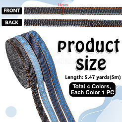 4色ナイロンリボン4個  アクセサリー縫製用  ミックスカラー  3/8インチ（11mm）  約5.47ヤード（5m）/セット&nbsp;OCOR-PH0007-04