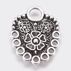 環境に優しい亜鉛合金フッククラスプ  アンティークシルバー  25x20x2mm  穴：1.5~1.8mmと4.5mm  27x20x7mm  穴：1.8mm&nbsp;PALLOY-WH0031-02AS