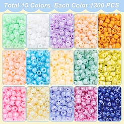 ガラスシードビーズ15色  セイロン  ラウンド  ミックスカラー  4mm  穴：1.5mm  約200pcs / 20g /コンパートメント  約3000個/箱&nbsp;SEED-PH0012-08-WH