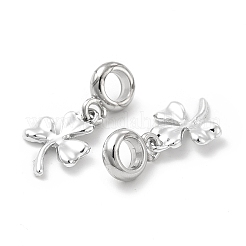 ラックメッキ合金ヨーロッパダングルチャーム  大穴ペンダント  クローバー  プラチナ  26mm  クローバー：17x12x2mm  穴：4.5mm&nbsp;PALLOY-P289-22P