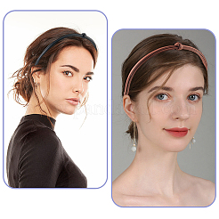 女性と女の子のための5個5色の合成皮革ノットヘアバンド  ミックスカラー  153x128x5.5~8.5mm  1pc /カラー&nbsp;OHAR-CL0001-01