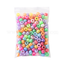 プラスチックパールビーズ  バレル  ミックスカラー  9x6mm  穴：3.5mm  約200個/袋&nbsp;KY-YW0001-09