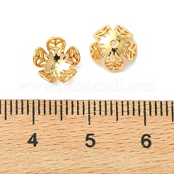 シェグレース真鍮ビーズキャップ  カドミウムフリー＆ニッケルフリー＆鉛フリー  花  18KGP本金メッキ  8.5x8.5x4mm  穴：0.8mm&nbsp;XGRPCU085-283G