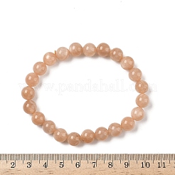 天然サンストーンビーズストレッチブレスレット（男女兼用）  ラウンド  内径：2-1/8インチ（5.5cm）  ビーズ：8mm&nbsp;BJEW-I322-01