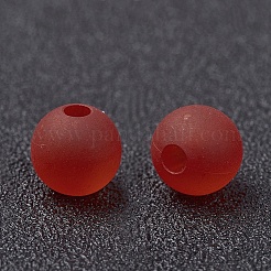 透明なアクリルビーズ  ラウンド  艶消し  レッド  6mm  穴：1.8mm  約4000個/500g&nbsp;LS-PL723-3