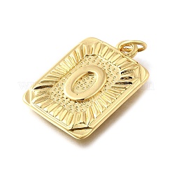 真鍮チャーム  文字の長方形  丸カン付き  ラックめっき  長持ちメッキ  18KGP本金メッキ  23x15.5x2mm  穴：3.5mm&nbsp;KK-D362-06G