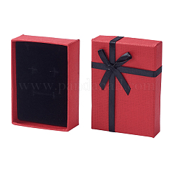 Kraft Cotton Filled Rectangle Cardboard Jewelry Set Boxes with Bowknot&nbsp;CBOX-D028-04
