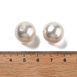 シェルパールビーズ  片穴ビーズ  洗練された  ラウンド  ホワイト  16mm  穴：1.5mm&nbsp;BSHE-L042-B06