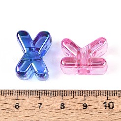 UVメッキ透明アクリルビーズ  虹色の  文字L  ミックスカラー  20x8.5~20.5x13mm  穴：6mm&nbsp;TACR-T030-01M