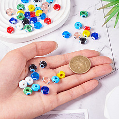 54Pcs 9 Colors Handmade Evil Eye Lampwork Beads&nbsp;LAMP-TA0001-57