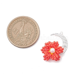 Glass Seed Beaded Moon & Flower Pendants&nbsp;PALLOY-MZ01185-04