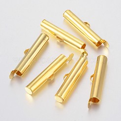 Brass Slide On End Clasp Tubes&nbsp;KK-P031-12G