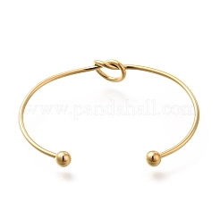 Ion Plating(IP) 304 Stainless Steel Knot Cuff Bangles for Women&nbsp;BJEW-M233-04G