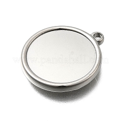 304ステンレスペンダント  空白タグのスタンプ  フラットラウンド  ステンレス鋼色  21x18x2mm  穴：1.6mm&nbsp;STAS-Z163-12P