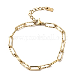 女性用304ステンレススチールペーパークリップチェーンブレスレット  イオンプレーティング（ip）  18KGP本金メッキ  6-1/4インチ（16cm）&nbsp;BJEW-Z140-01G