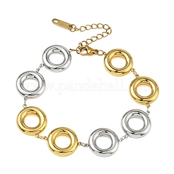 Two Tone 304 Stainless Steel Dual-Tone Orbit Chain Bracelets for Women&nbsp;BJEW-A169-14GP