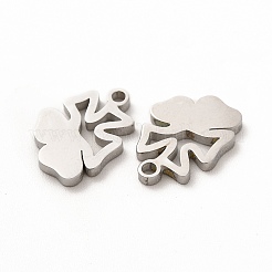 変色しない304ステンレススチールチャーム  花  ステンレス鋼色  13x9.5x1.4mm  穴：1.4mm&nbsp;STAS-M089-33P