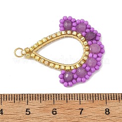 Dyed Natural Malaysia Jade & Glass Seed Beaded Pendants&nbsp;PALLOY-MZ01430-01