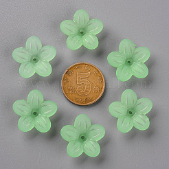 つや消しアクリルビーズキャップ  5花びら  花  薄緑  19.5x20x5.5mm  穴：1.6mm  約740個/500g&nbsp;MACR-S371-08A-733