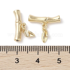 真鍮ビーズ  カドミウムフリー＆ニッケルフリー＆鉛フリー  竹  18KGP本金メッキ  14x15.5x3mm  穴：1.4mm&nbsp;KK-G491-50G