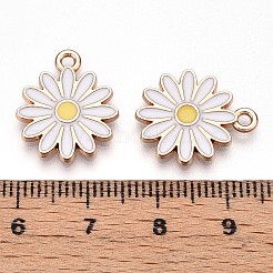 合金エナメルチャーム  鉛フリー＆カドミウムフリー  ゴールドカラー  花のチャーム  ホワイト  18x15x2mm  穴：1.6mm&nbsp;ENAM-T022-08B