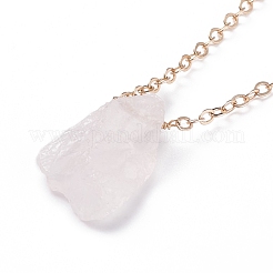 Irregular Raw Natural Gemstone Pendant Necklace with Brass Chain for Women&nbsp;NJEW-JN03832