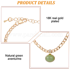 18K Real Gold Plated Natural Green Aventurine Oval Pendant Necklaces & Stud Earrings & Link Bracelet&nbsp;SJEW-AN0001-51